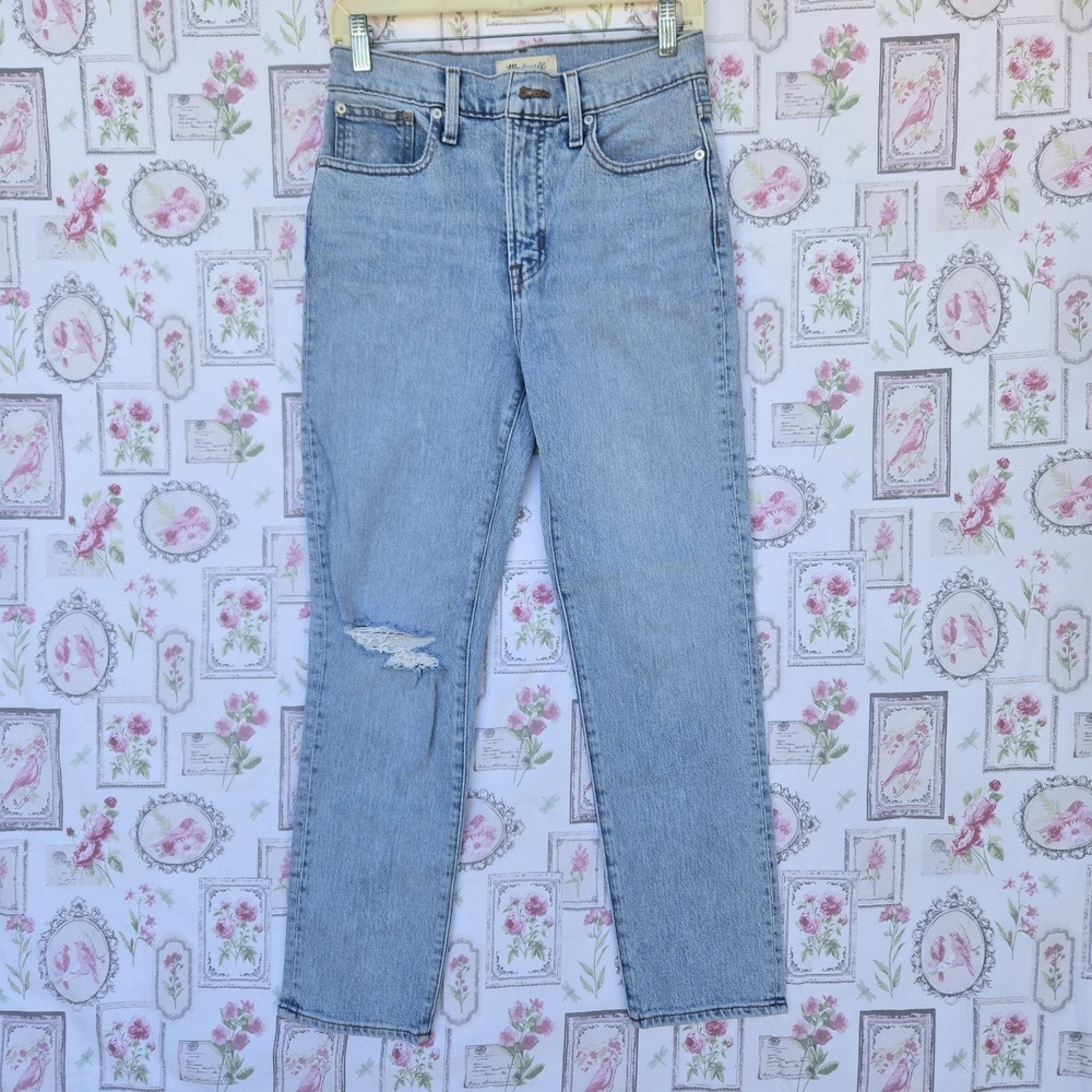 Madewell The Perfect Vintage Crop Jean Womens 26 Light Wash Distressed High Rise